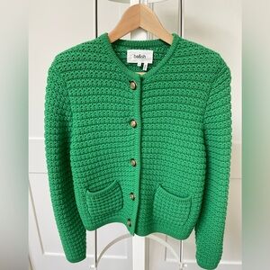 ba&sh Vibrant Green Textured Cardigan